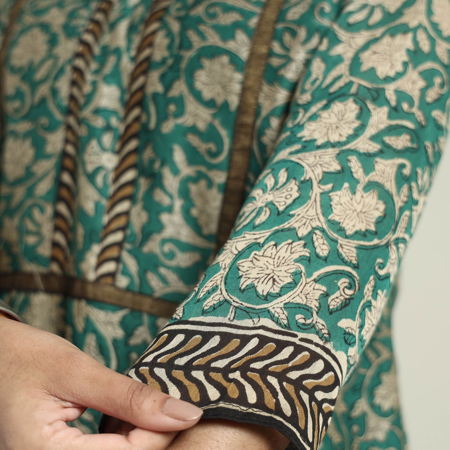 Green - bagru block printed chanderi silk kurta