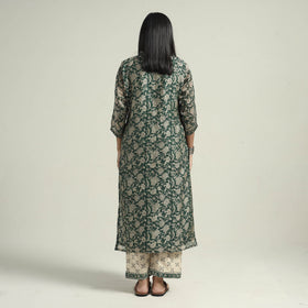 Green - bagru block printed chanderi silk kurta