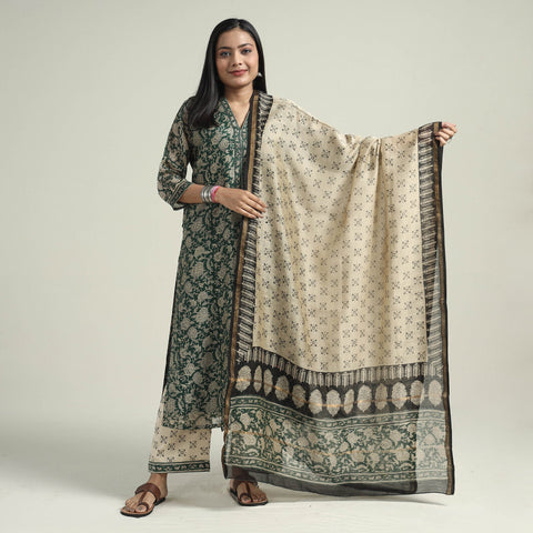 Green - bagru block printed chanderi silk kurta