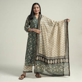 Green - bagru block printed chanderi silk kurta