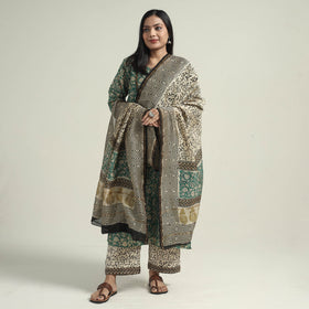 Green - bagru block printed chanderi silk kurta