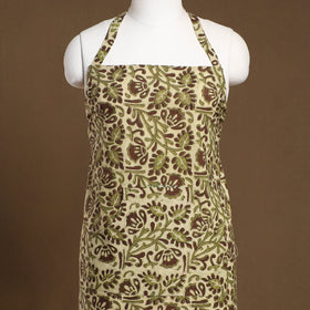  Green Bagru Block Print Cotton Apron with Pocket