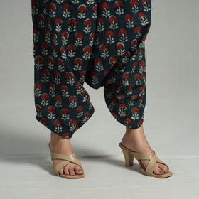 Green - bagru cotton elasticated harem pant 05 - handcrafted