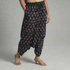 Green - bagru cotton elasticated harem pant 05 - handcrafted