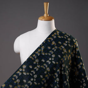 Green Bagru Dabu Block Printed Cotton Fabric 