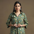 Green - bagru hand block printed cotton straight kurta