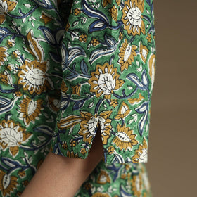 Green - bagru hand block printed cotton straight kurta