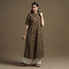  Bagru Hand Block Printed Cotton A-Line Kurta Online at iTokri.com