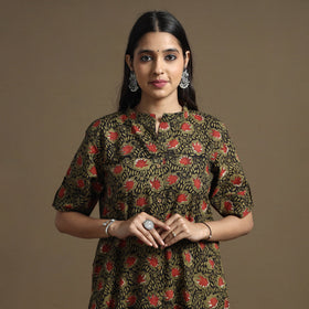  Bagru Hand Block Printed Cotton A-Line Kurta Online at iTokri.com