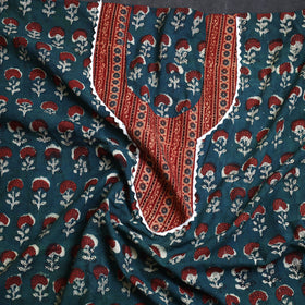 Buy Green Bagru Print Patchwork Cotton Kurta Material