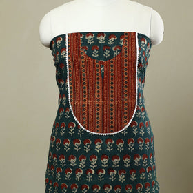 Green - bagru patchwork cotton unstitched kurta material