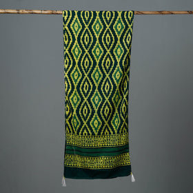  Bagru Block Printed Tagai Work Cotton Stole with Tassels 