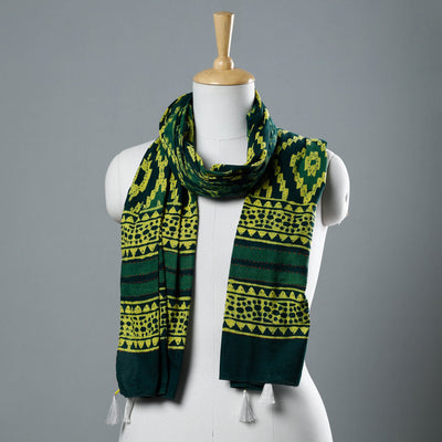  Bagru Block Printed Tagai Work Cotton Stole with Tassels 