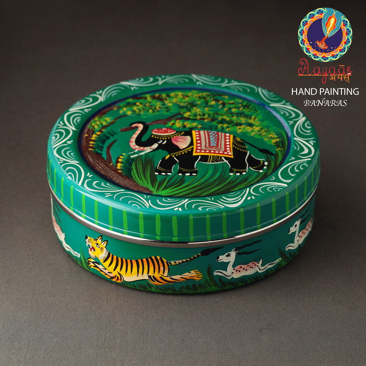  Banaras Handpainted Stainless Steel Chapati Box 