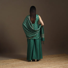 Green - banarasi tanchoi silk cotton palaazo set for women