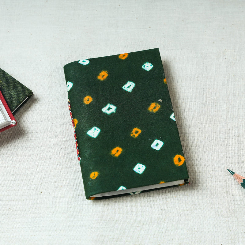 Green - Bandhani Cover Handmade Paper Notebook (5 x 3.5 in)