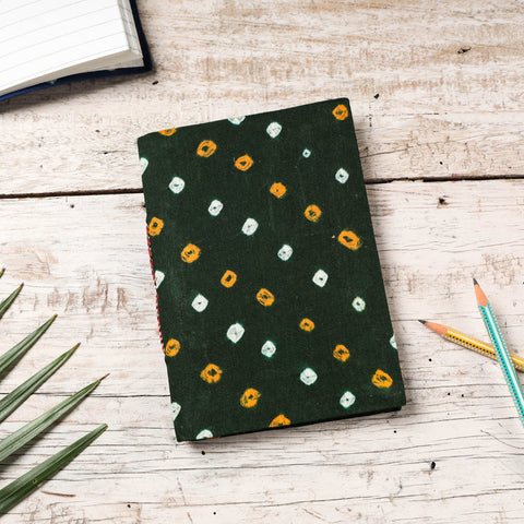 Green Bandhani Cover Handmade Paper Notebook 