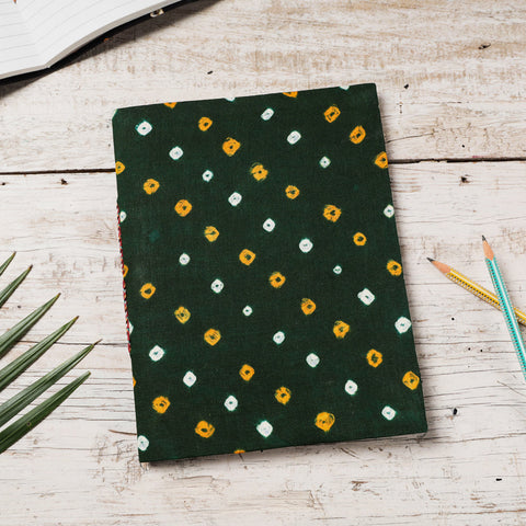 Green Bandhani Cover Handmade Paper Notebook 