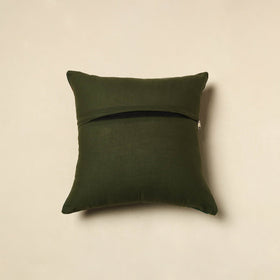 Green Bandhani Patch Ikat Cushion Cover