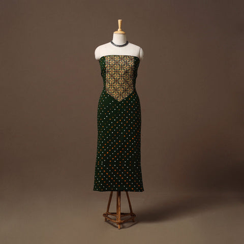 Bandhani patchwork cotton unstitched kurta material (3m) 01