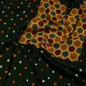 Bandhani patchwork cotton unstitched kurta material (3m) 04