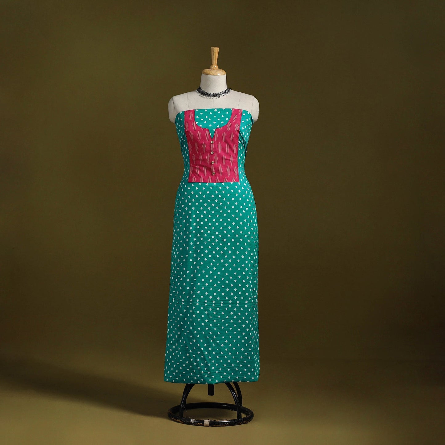 Bandhani patchwork cotton unstitched kurta material (3m) 27