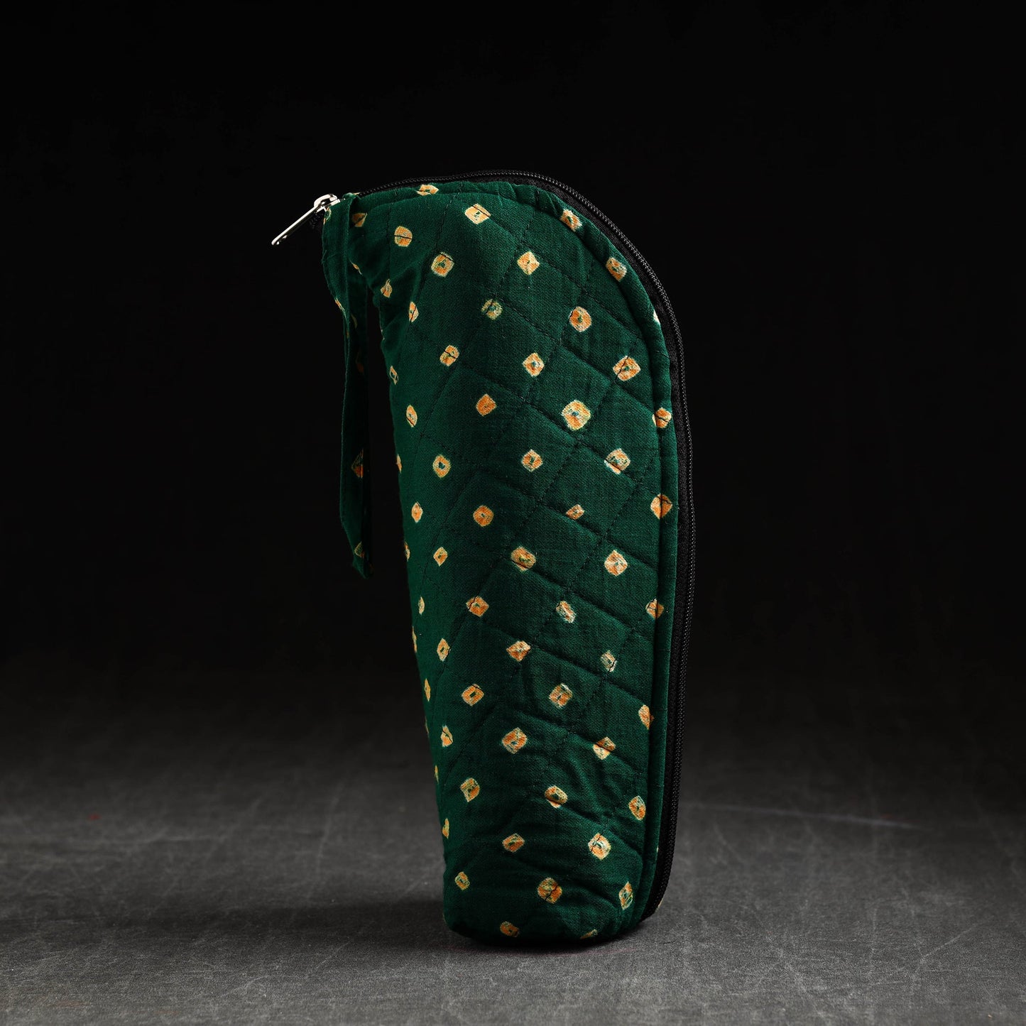 Green Bandhani Tie-Dye Cotton 1L Water Bottle Cover