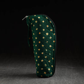 Green Bandhani Tie-Dye Cotton 1L Water Bottle Cover