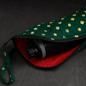 Green Bandhani Tie-Dye Cotton 1L Water Bottle Cover