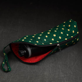 Green Bandhani Tie-Dye Cotton 1L Water Bottle Cover