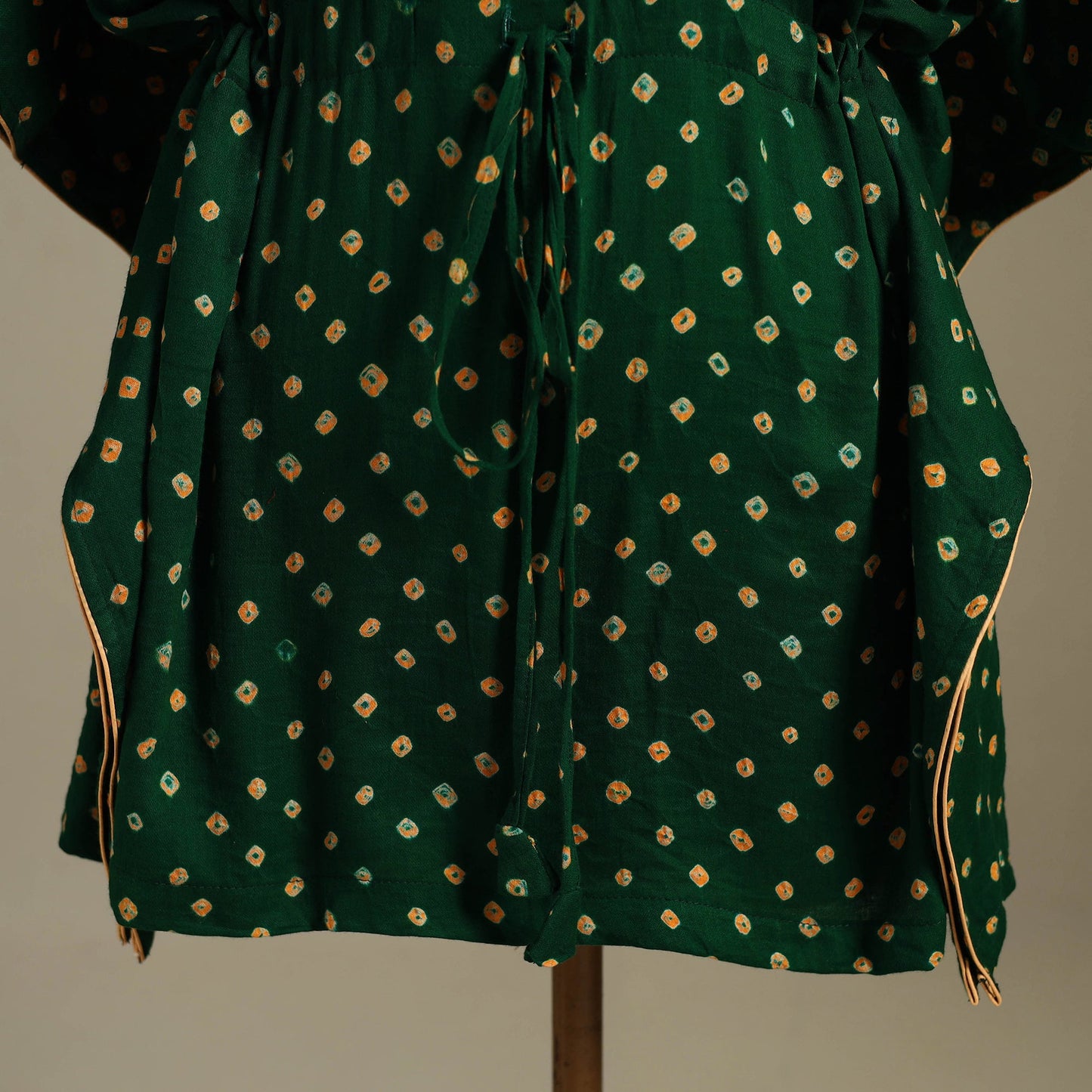 Green - bandhani tie & dye cotton kaftan (short) 44