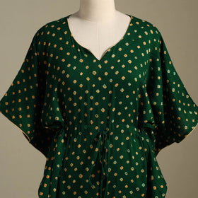 Green - bandhani tie & dye cotton kaftan (short) 44