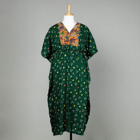 Buy Bandhani Tie-Dye Cotton Kaftan with Tie-Up Waist (Long) Online l iTokri.com