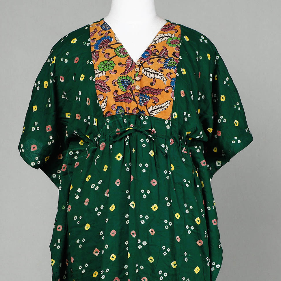 Buy Bandhani Tie-Dye Cotton Kaftan with Tie-Up Waist (Long) Online l iTokri.com