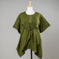 Green - Bandhani Tie-Dye Cotton Kaftan with Tie-Up Waist (Short)