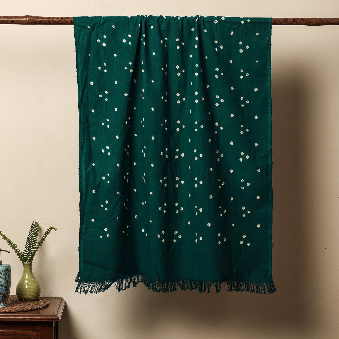 Green - Bandhani Tie-Dye Handloom Cotton Towel Online