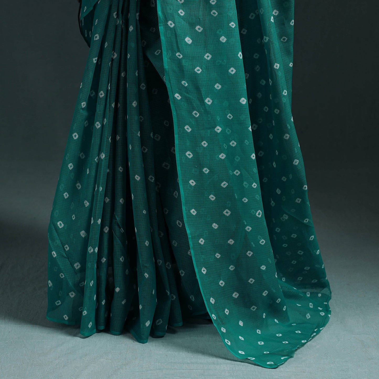Bandhani tie-dye kota doria cotton saree 04 - handcrafted