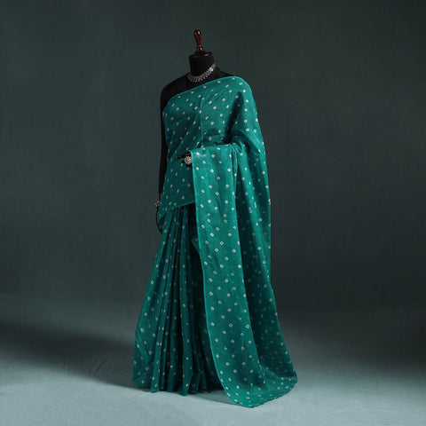 Bandhani tie-dye kota doria cotton saree 04 - handcrafted