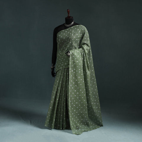 Bandhani tie-dye kota doria cotton saree 09 - handcrafted