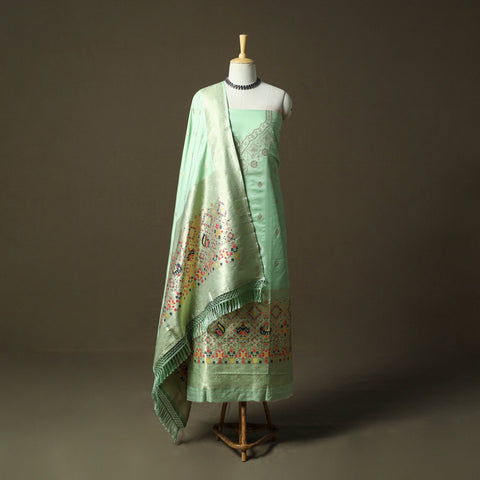 Bangalore silk paithani 3pc unstitched dress material 24