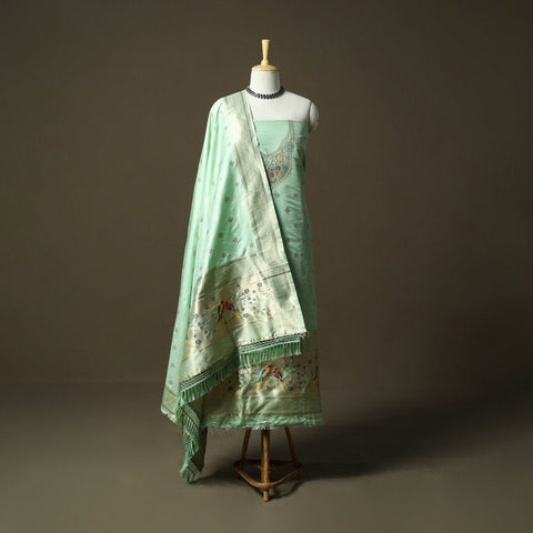 Bangalore silk paithani 3pc unstitched dress material 25