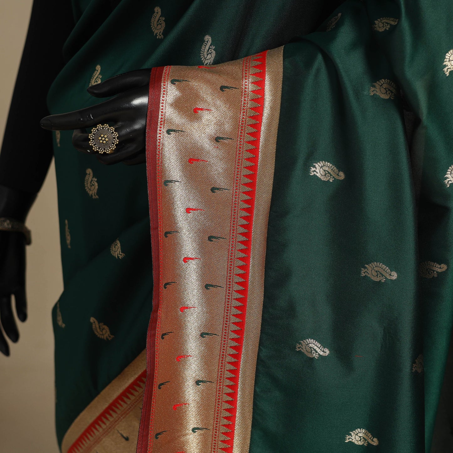 Green - bangalore silk paithani saree 02 - handcrafted