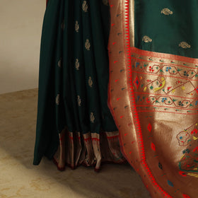 Green - bangalore silk paithani saree 02 - handcrafted