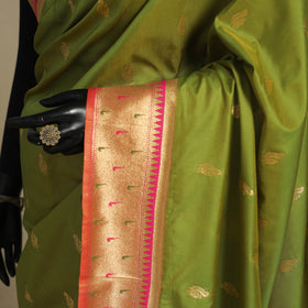 Green - bangalore silk paithani saree 03 - handcrafted