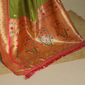 Green - bangalore silk paithani saree 03 - handcrafted