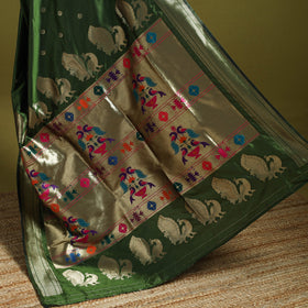 Green - bangalore silk paithani saree 15 - handcrafted