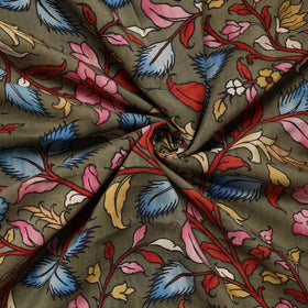  Green Bangalore Silk Srikalahasti Pen Kalamkari Fabric