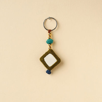 Green Banjara Embroidery Handmade Keychain 
