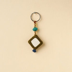 Green Banjara Embroidery Handmade Keychain 