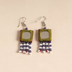 Banjara embroidery mirror & bead work handmade earrings 04